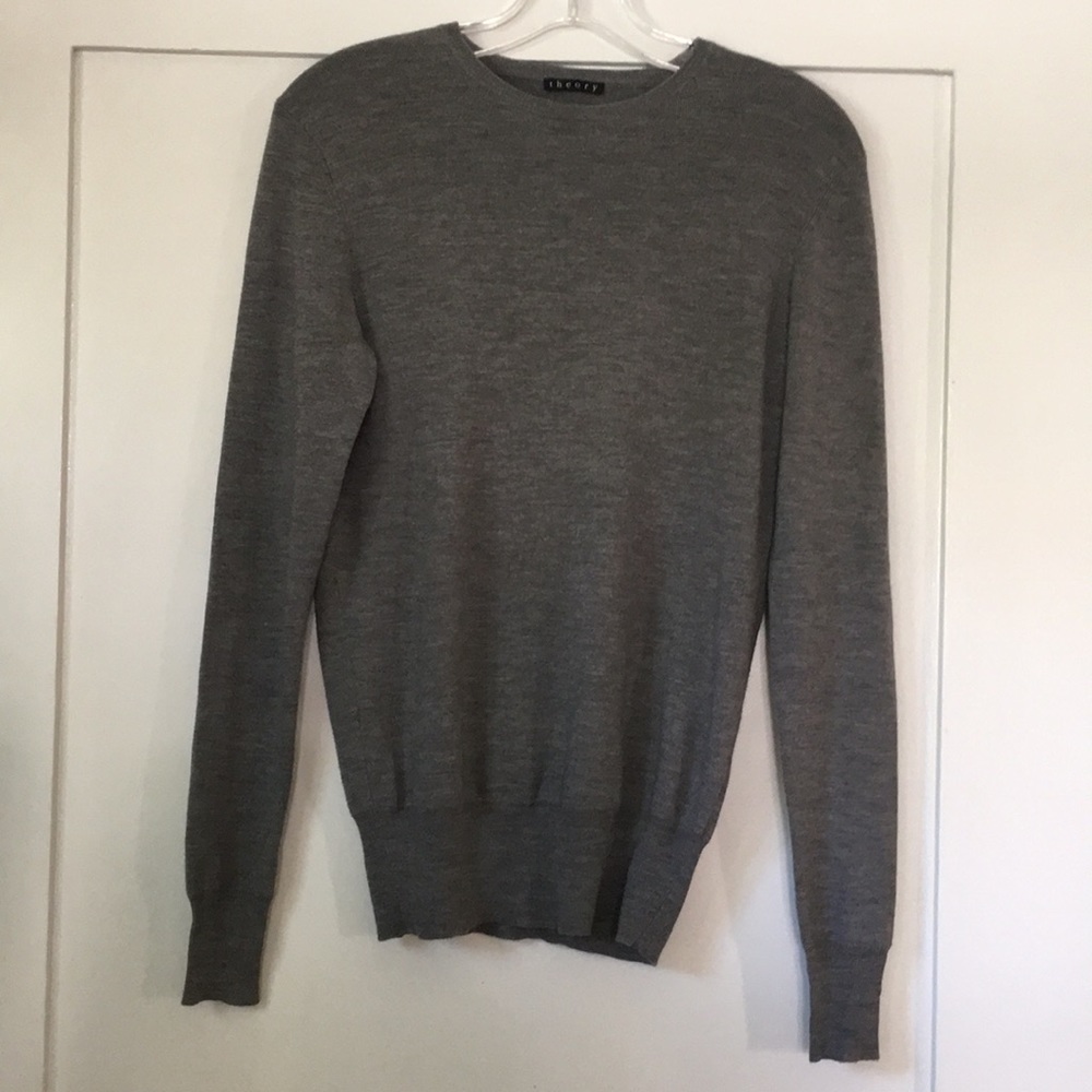 New 100% wool theory sweater. Mélange gray